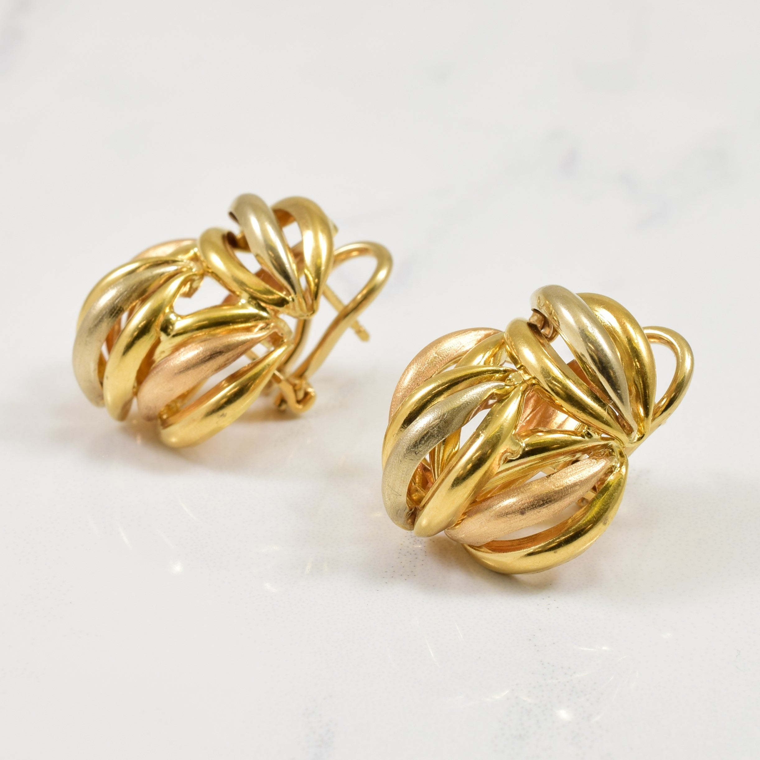 18k Yellow Gold Layered French Clip Earrings