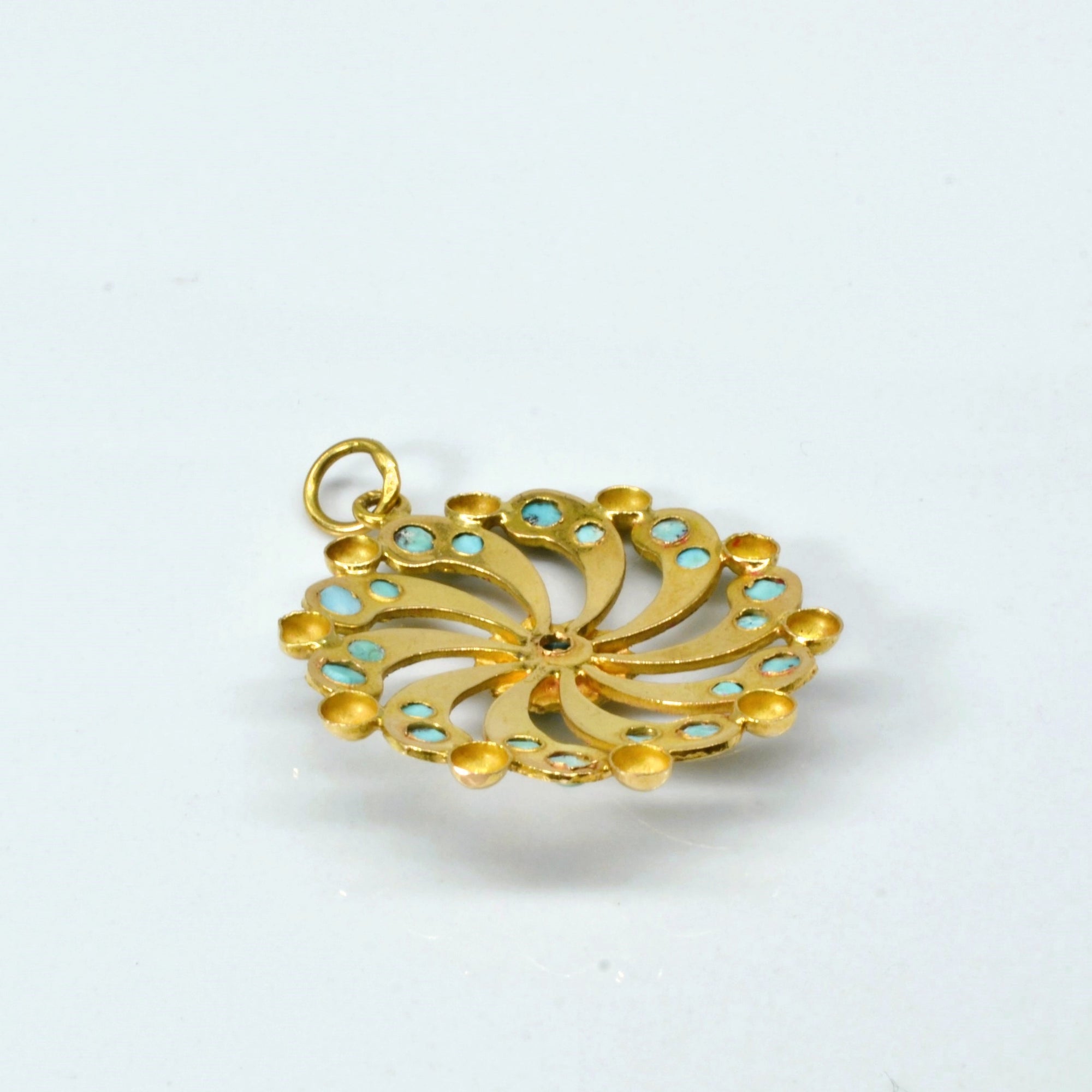 Turquoise Spiral Gold Pendant | 2.00ctw |