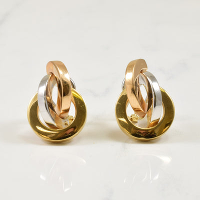 18k Tri Tone Gold Interlocking Earrings