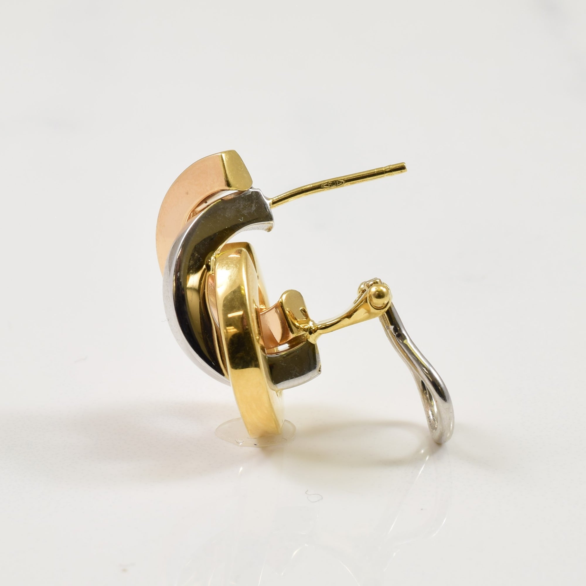 18k Tri Tone Gold Interlocking Earrings