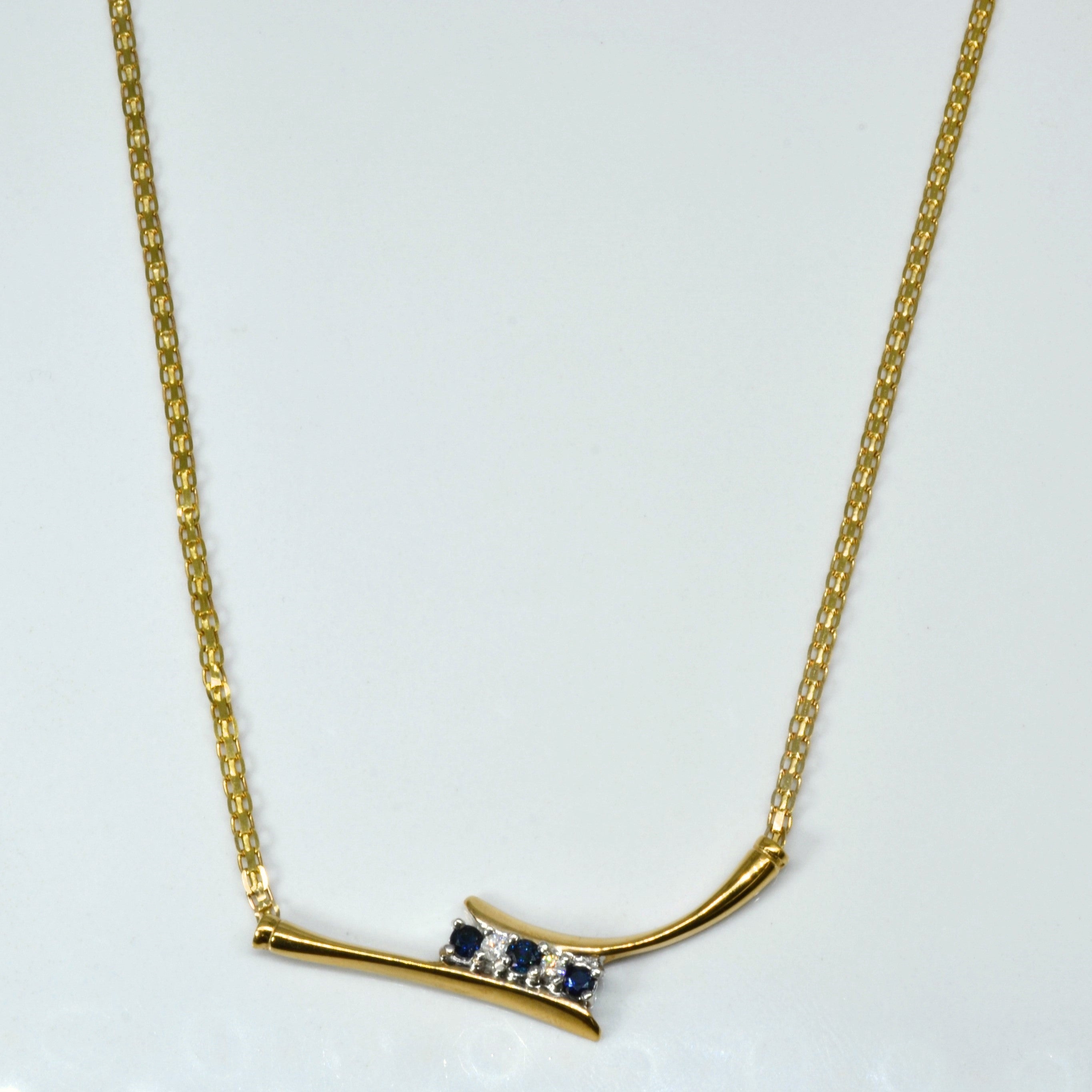 Bypass Sapphire & Diamond Gold Necklace | 0.39ctw | 0.10tw | 17"|