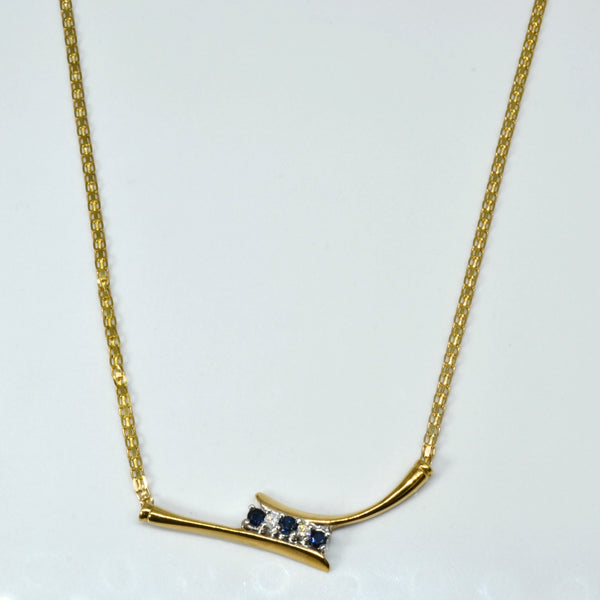 Bypass Sapphire & Diamond Gold Necklace | 0.39ctw | 0.10tw | 17
