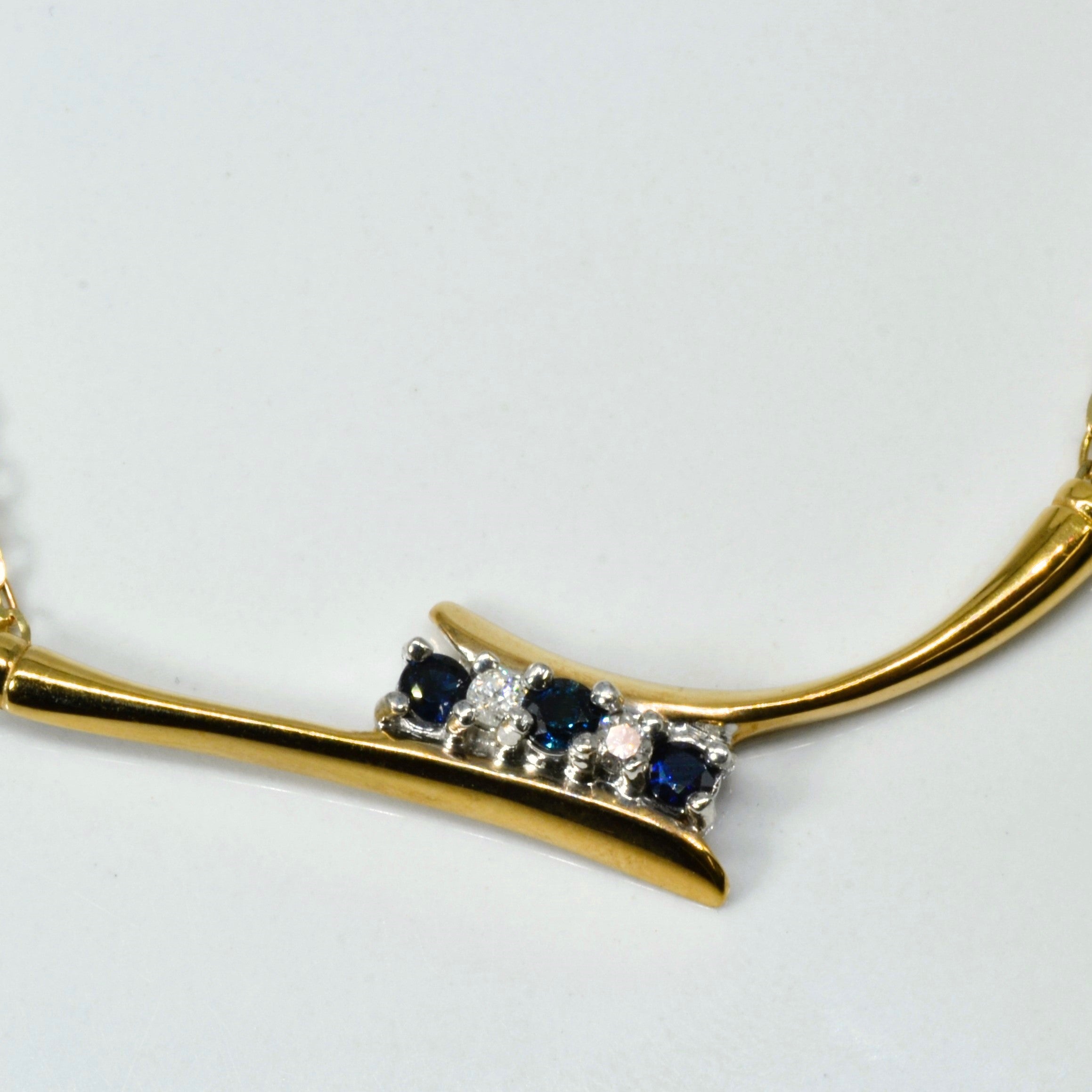 Bypass Sapphire & Diamond Gold Necklace | 0.39ctw | 0.10tw | 17"|