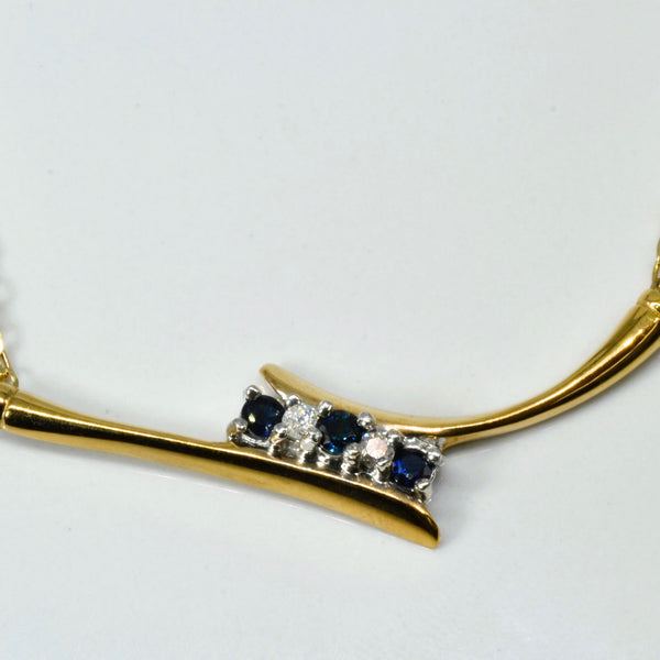 Bypass Sapphire & Diamond Gold Necklace | 0.39ctw | 0.10tw | 17