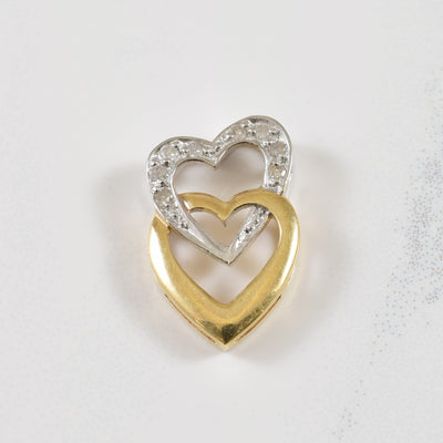 Dual Heart Two Tone Diamond Pendant | 0.04ctw |