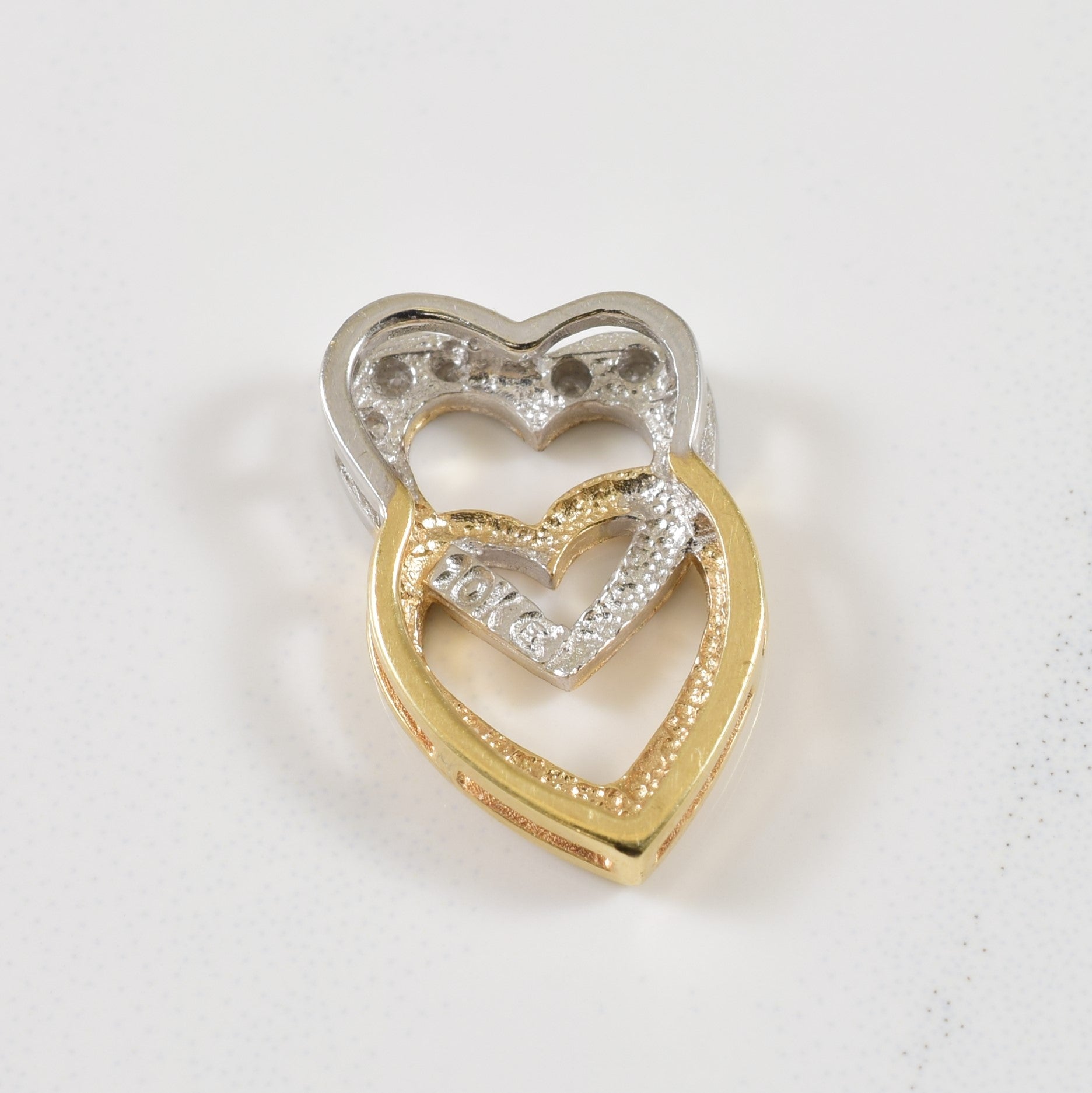 Dual Heart Two Tone Diamond Pendant | 0.04ctw |