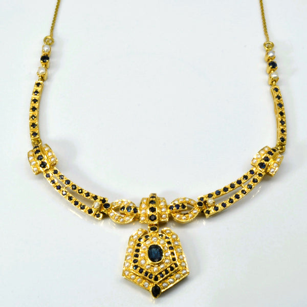 Sapphire & Pearls 22k Gold Necklace | 15