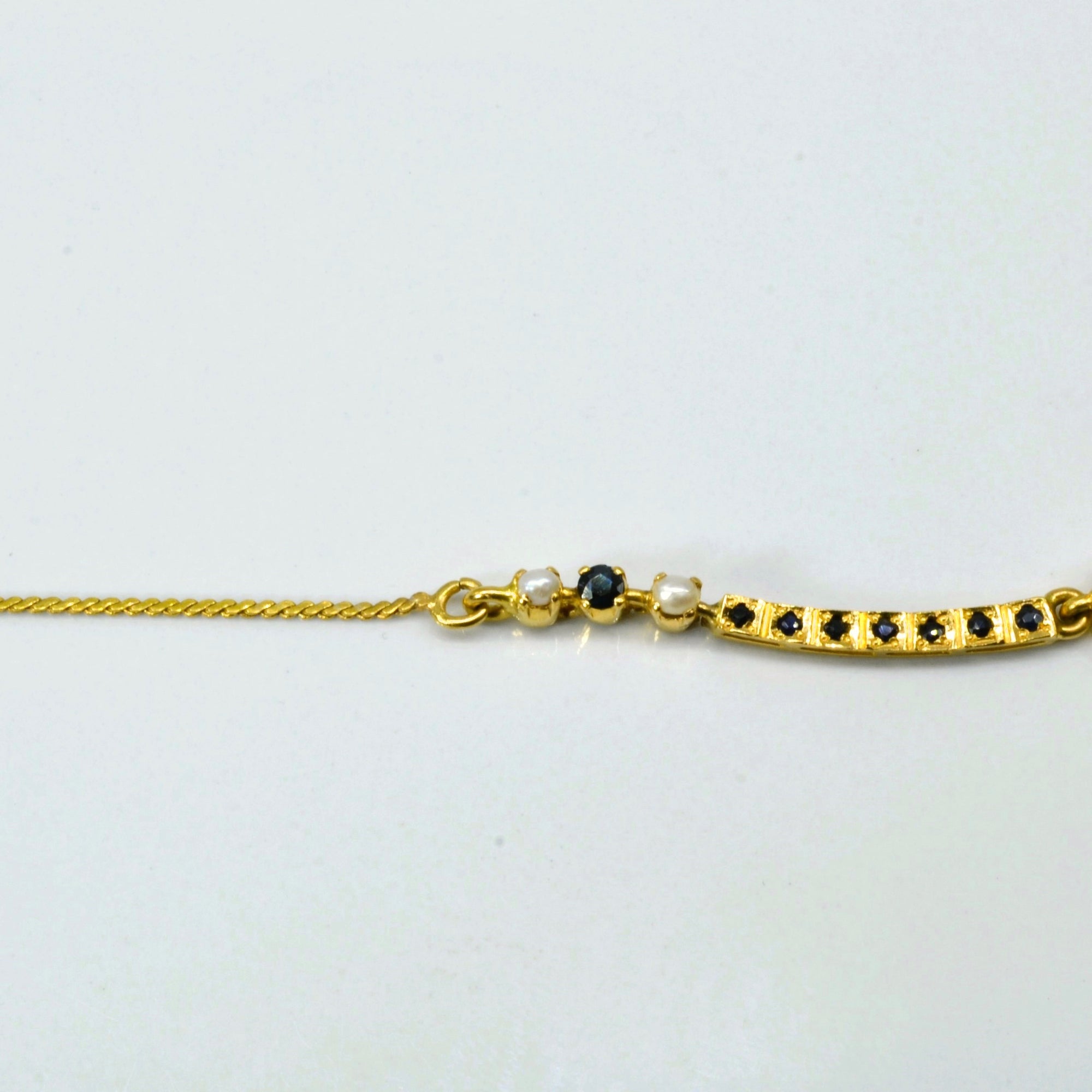 Sapphire & Pearls 22k Gold Necklace | 15