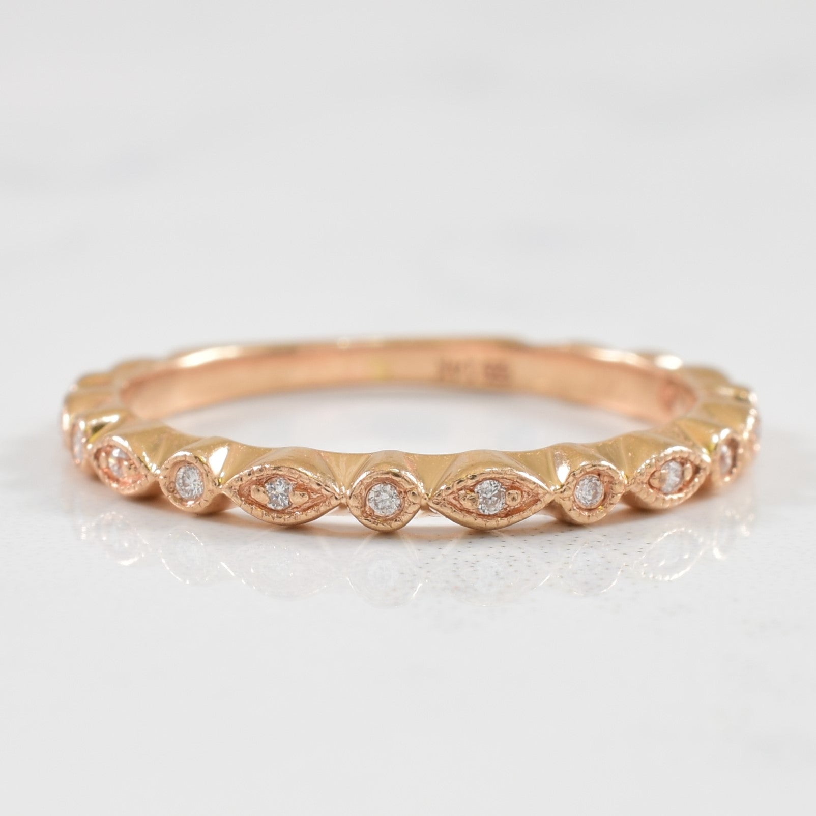 Rose Gold Diamond Scalloped Ring | 0.04ctw | SZ 4.75 |