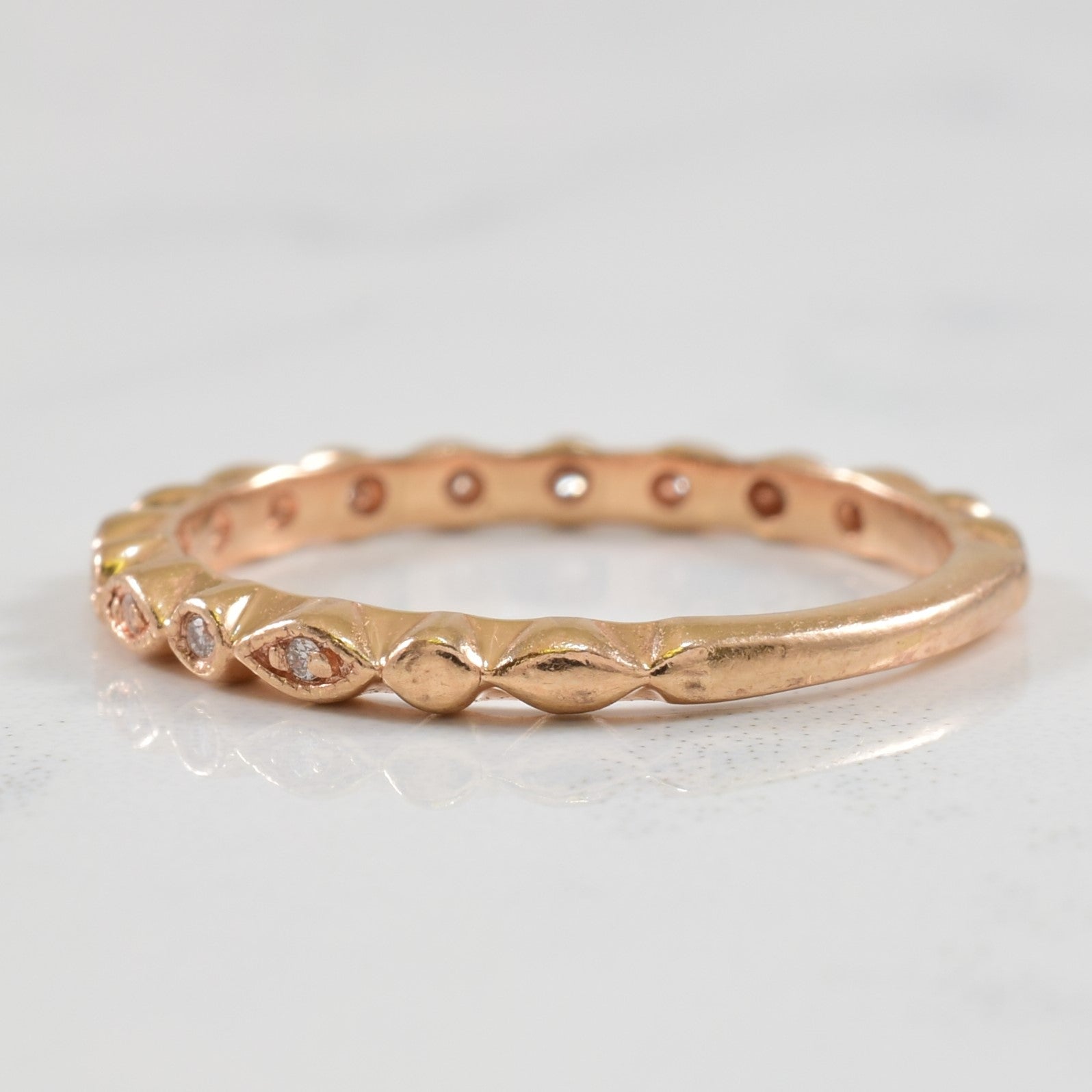 Rose Gold Diamond Scalloped Ring | 0.04ctw | SZ 4.75 |