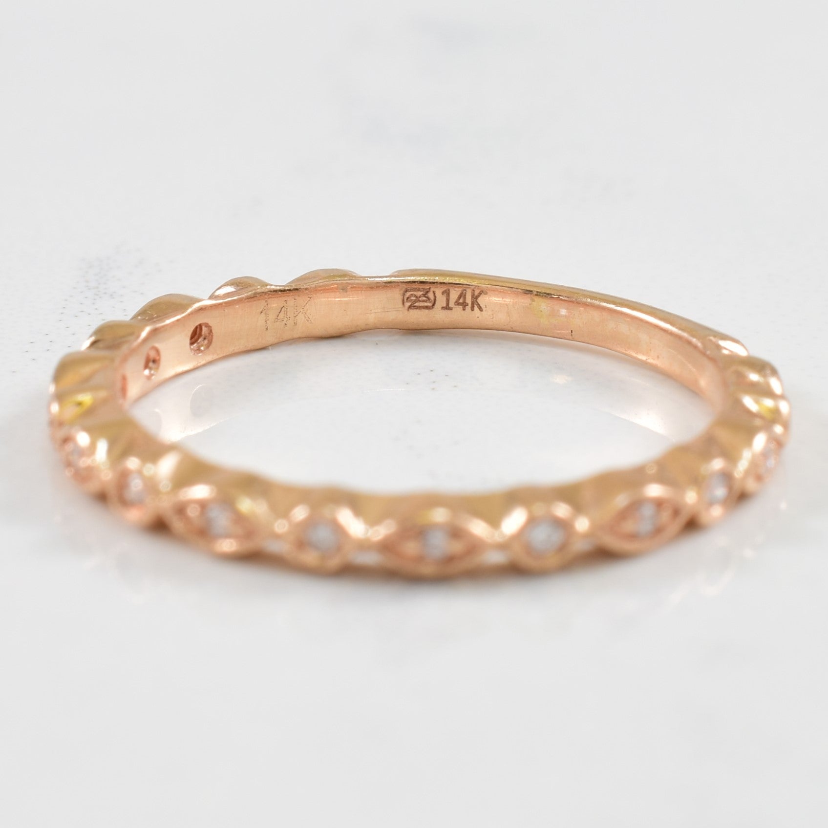 Rose Gold Diamond Scalloped Ring | 0.04ctw | SZ 4.75 |