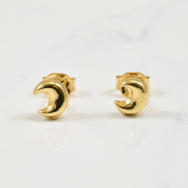 18k Yellow Gold Moon Stud Earrings