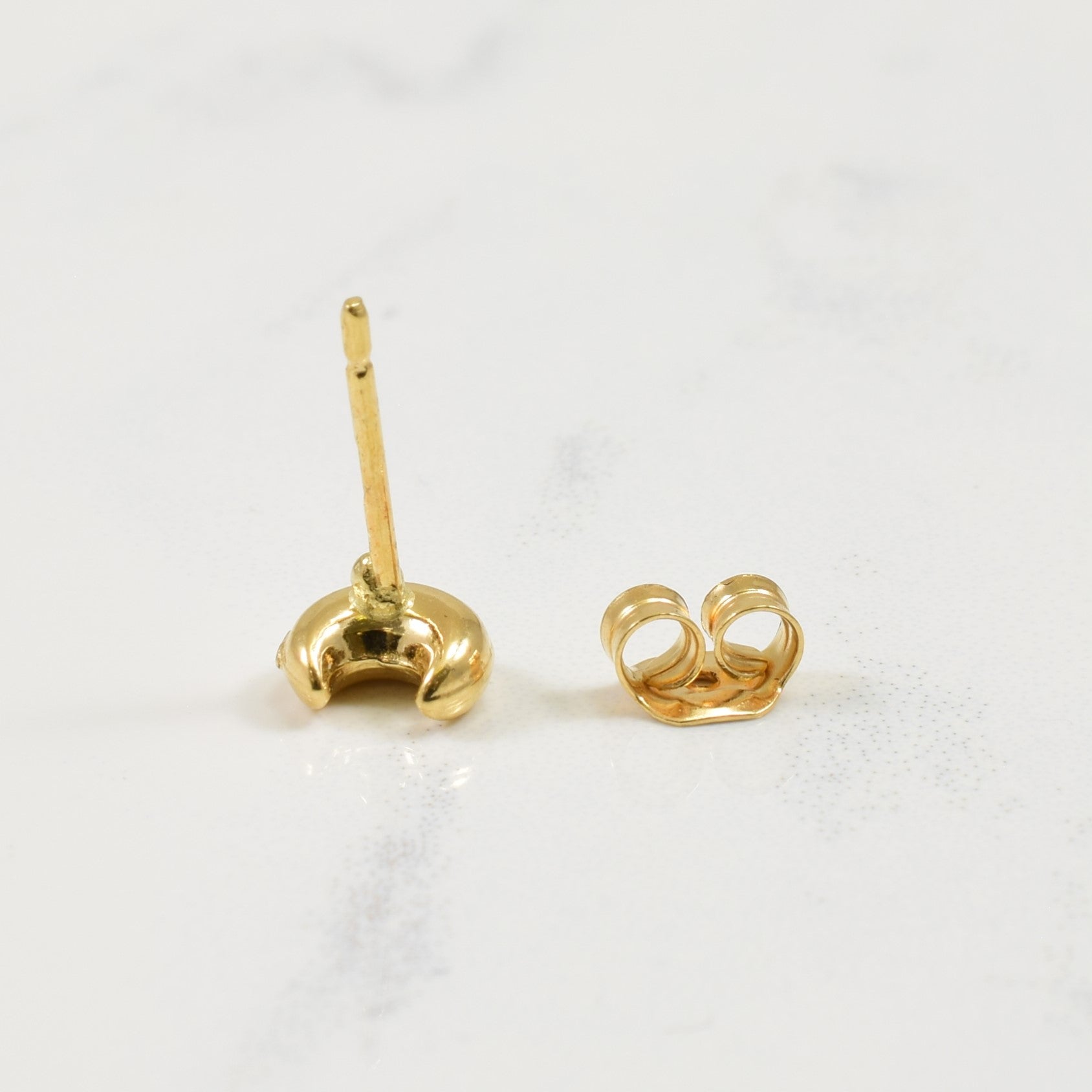 18k Yellow Gold Moon Stud Earrings