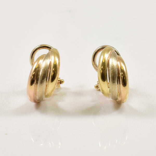 10k Tri Tone Gold Huggie Earrings