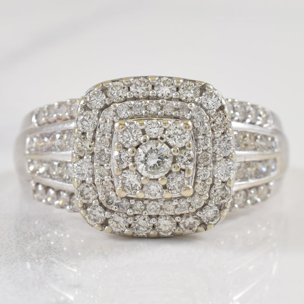 Cluster Diamond Halo Cathedral Ring | 0.92ctw | SZ 7.25 |