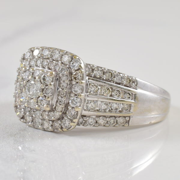 Cluster Diamond Halo Cathedral Ring | 0.92ctw | SZ 7.25 |