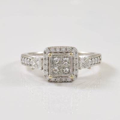 Diamond Halo Engagement Ring | 0.75ctw | SZ 8.25 |