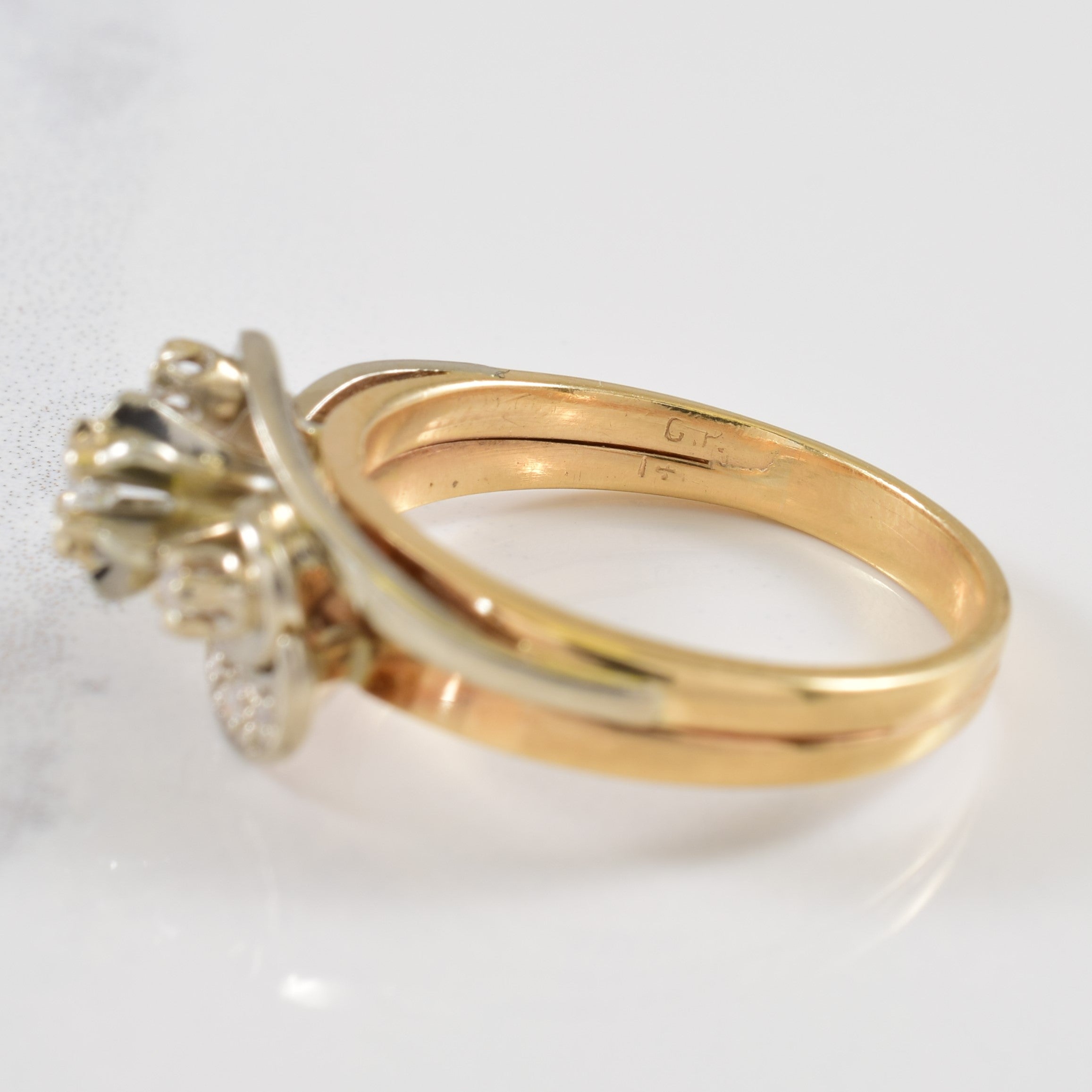 Two Tone Bypass Diamond Ring | 0.12ctw | SZ 7.5 |