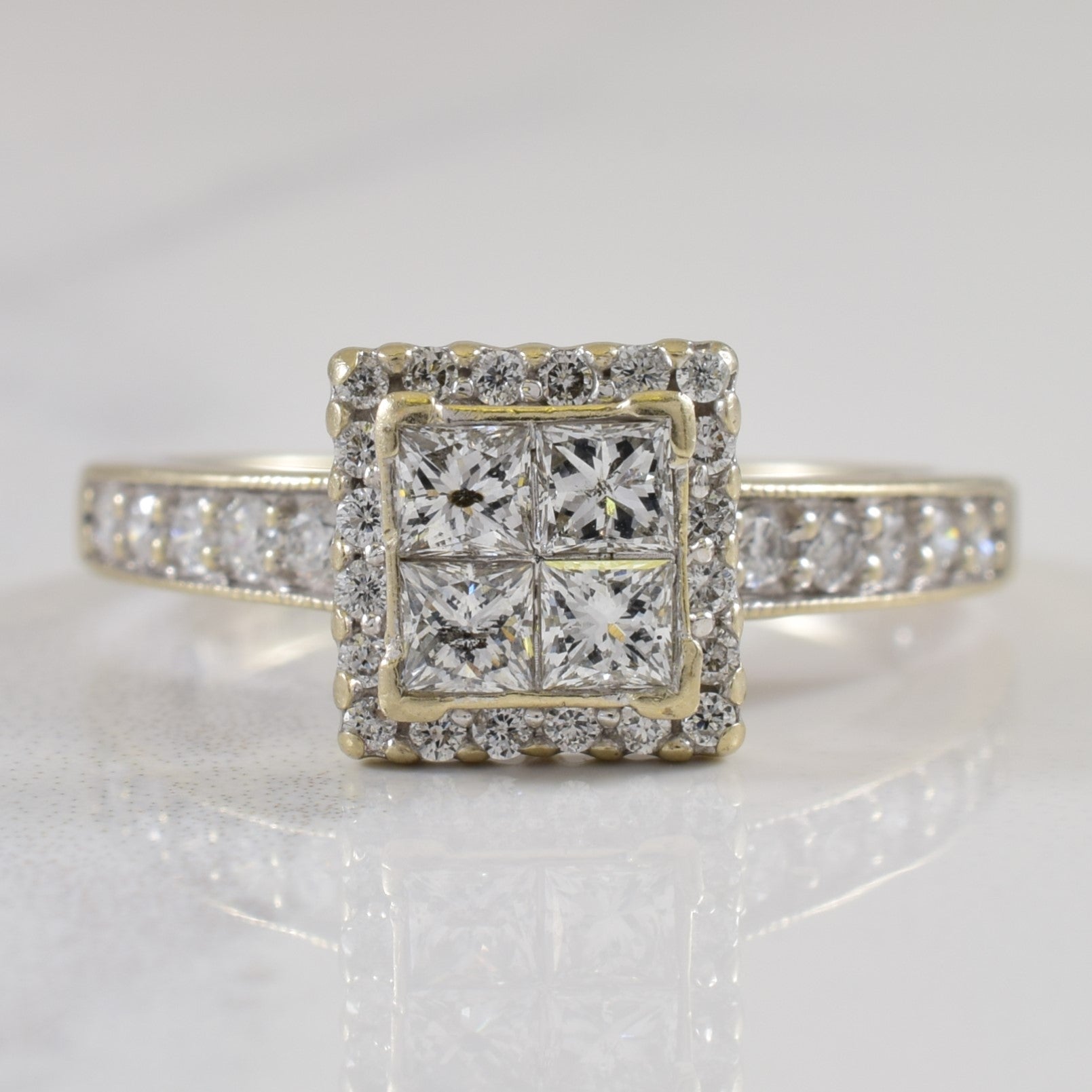 Grid Diamond Halo Ring | 0.90ctw | SZ 7 |