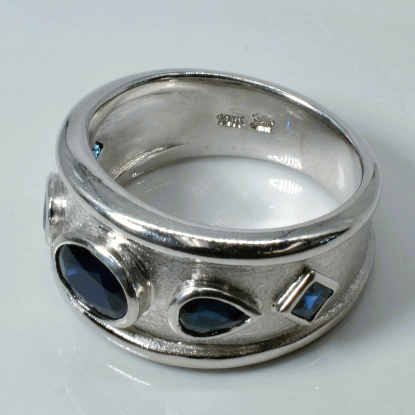 Bezel Set Sapphire Wide Ring | 1.80ctw | SZ 12 |