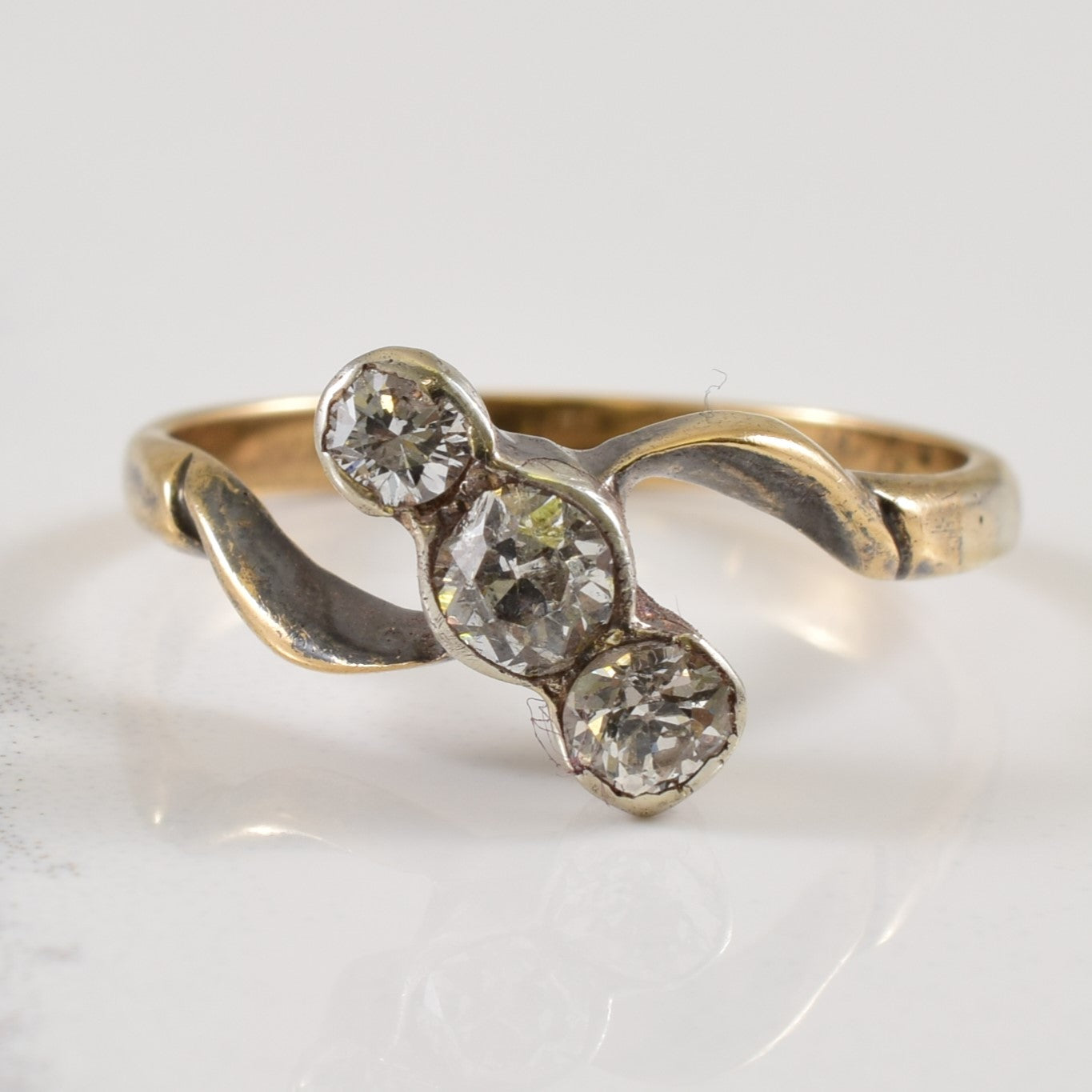 Three Stone Diamond Bypass Ring | 0.32ctw | SZ 6.25 |