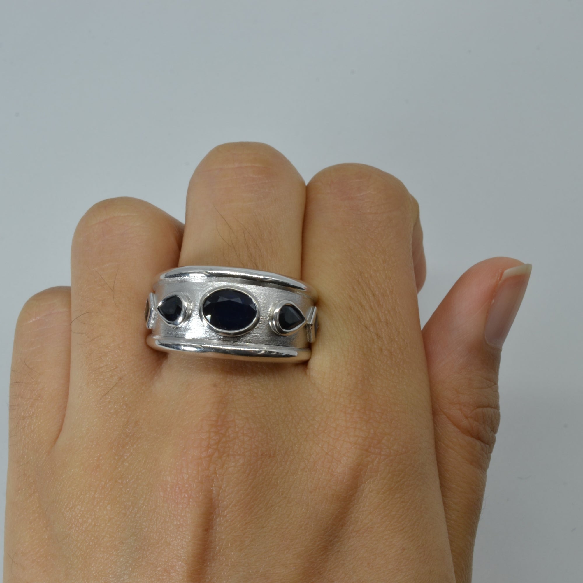 Bezel Set Sapphire Wide Ring | 1.80ctw | SZ 12 |