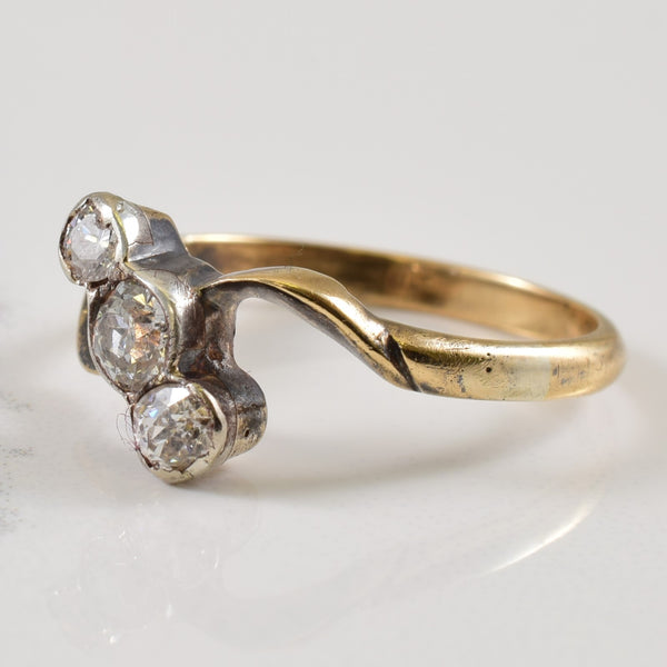 Three Stone Diamond Bypass Ring | 0.32ctw | SZ 6.25 |