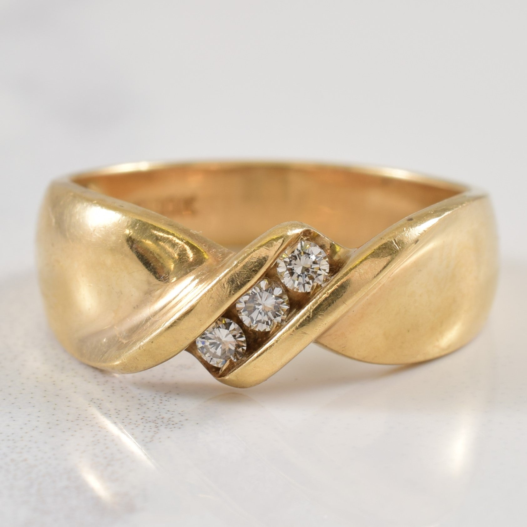 Three Stone Channel Set Diamond | 0.09ctw | SZ 6.5 |
