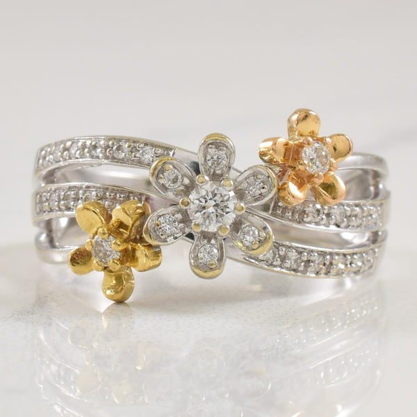 Split Shank Diamond Floral Ring | 0.32ctw | SZ 7 |