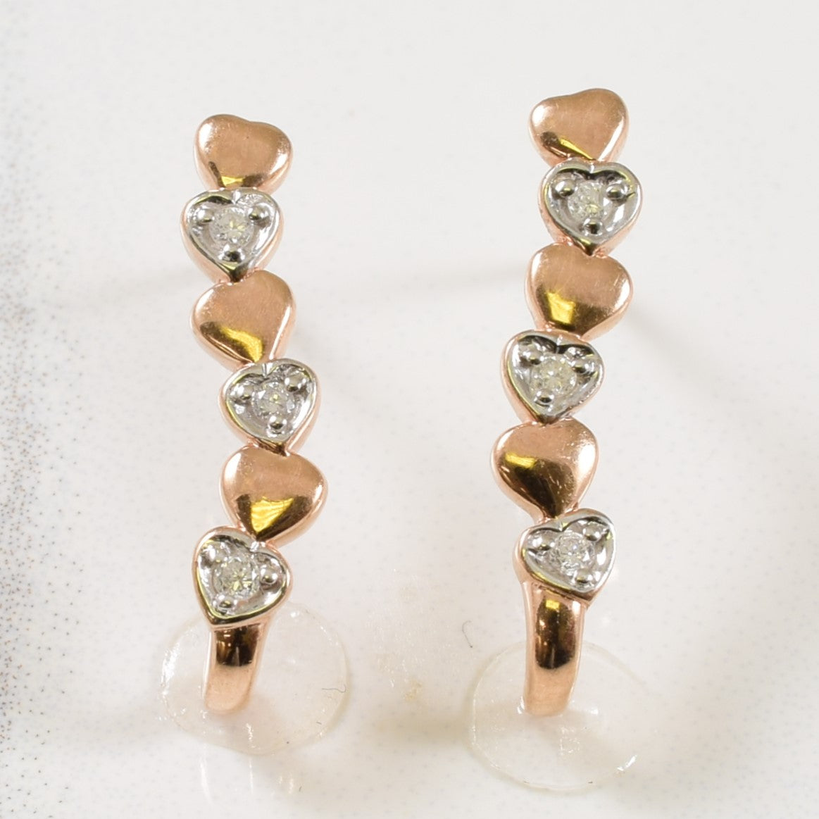 Rose Gold Diamond Heart Earrings | 0.05ctw |