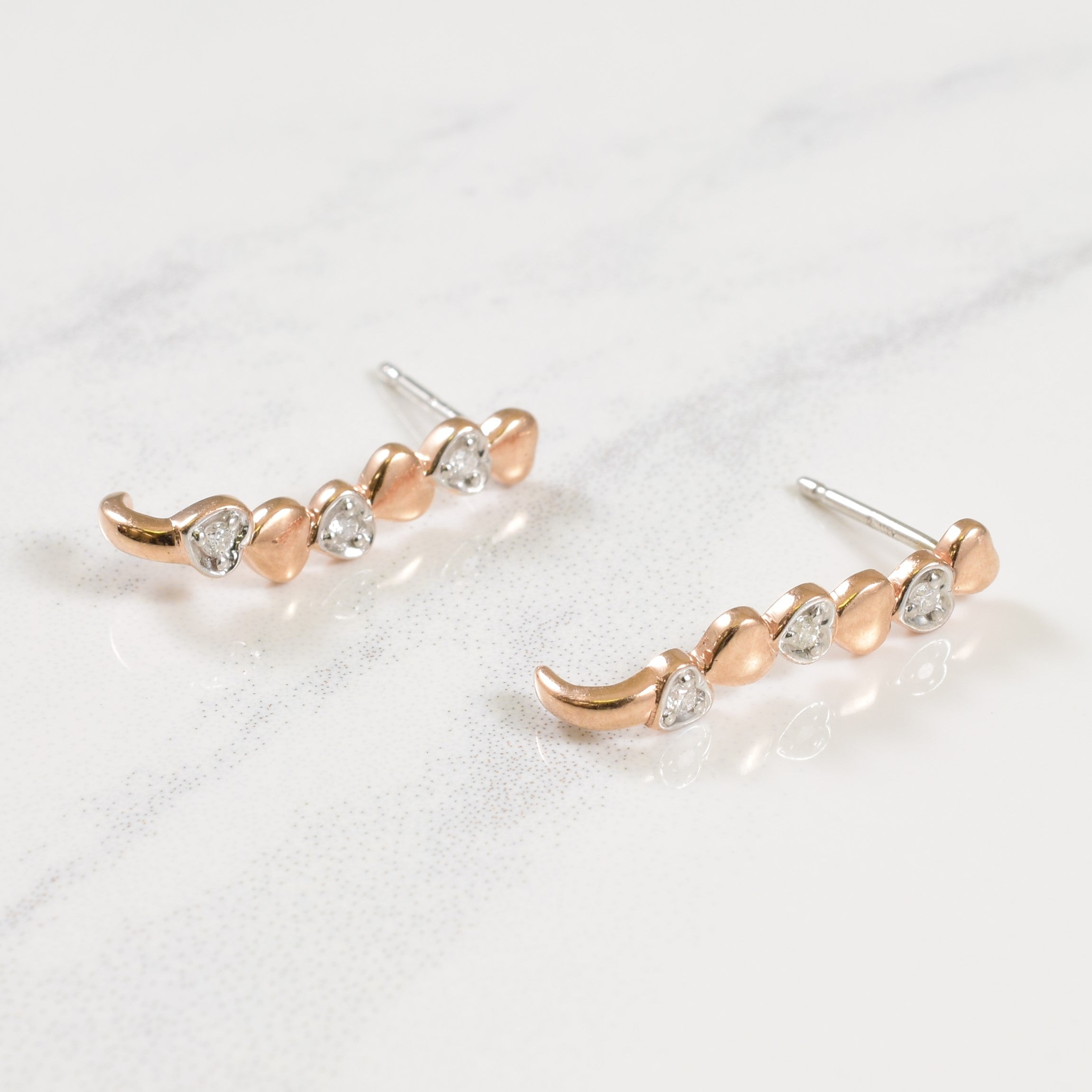 Rose Gold Diamond Heart Earrings | 0.05ctw |