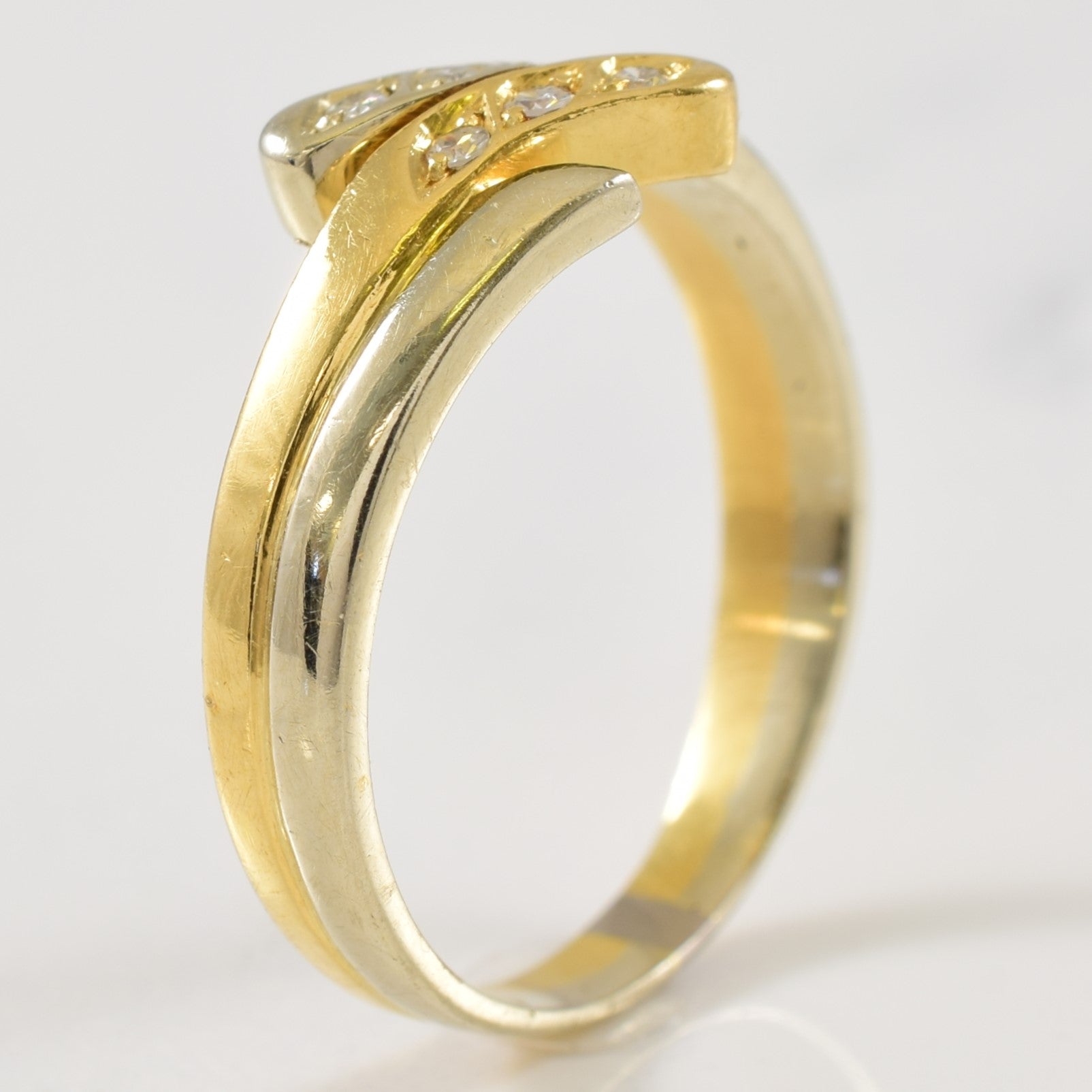 Two Tone Bypass Diamond Ring | 0.06ctw | SZ 6.5 |