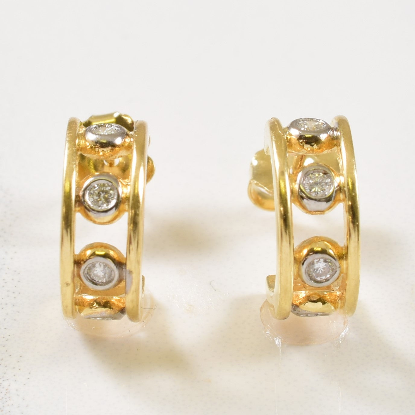 Open Work Diamond Huggie Earrings | 0.16ctw |