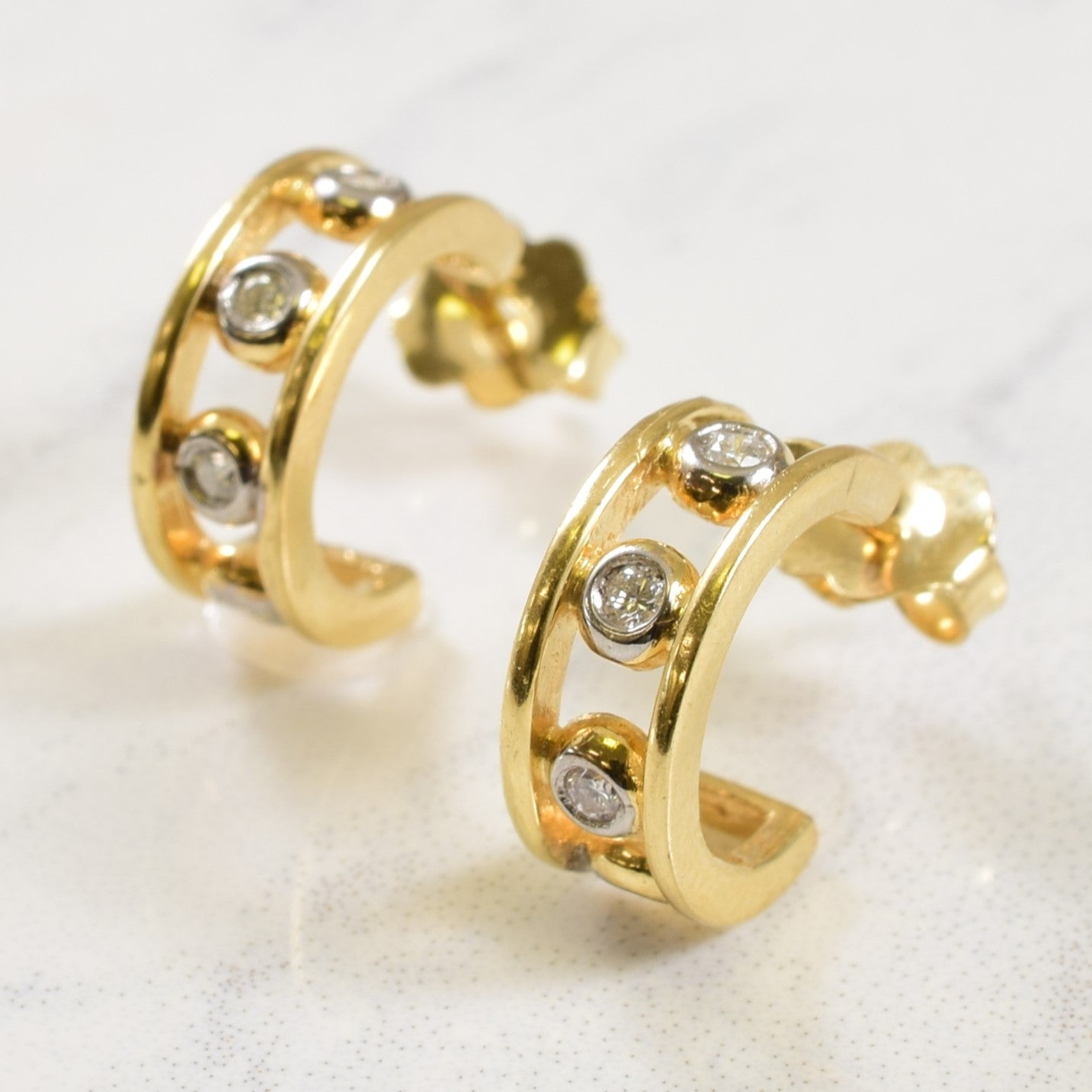 Open Work Diamond Huggie Earrings | 0.16ctw |