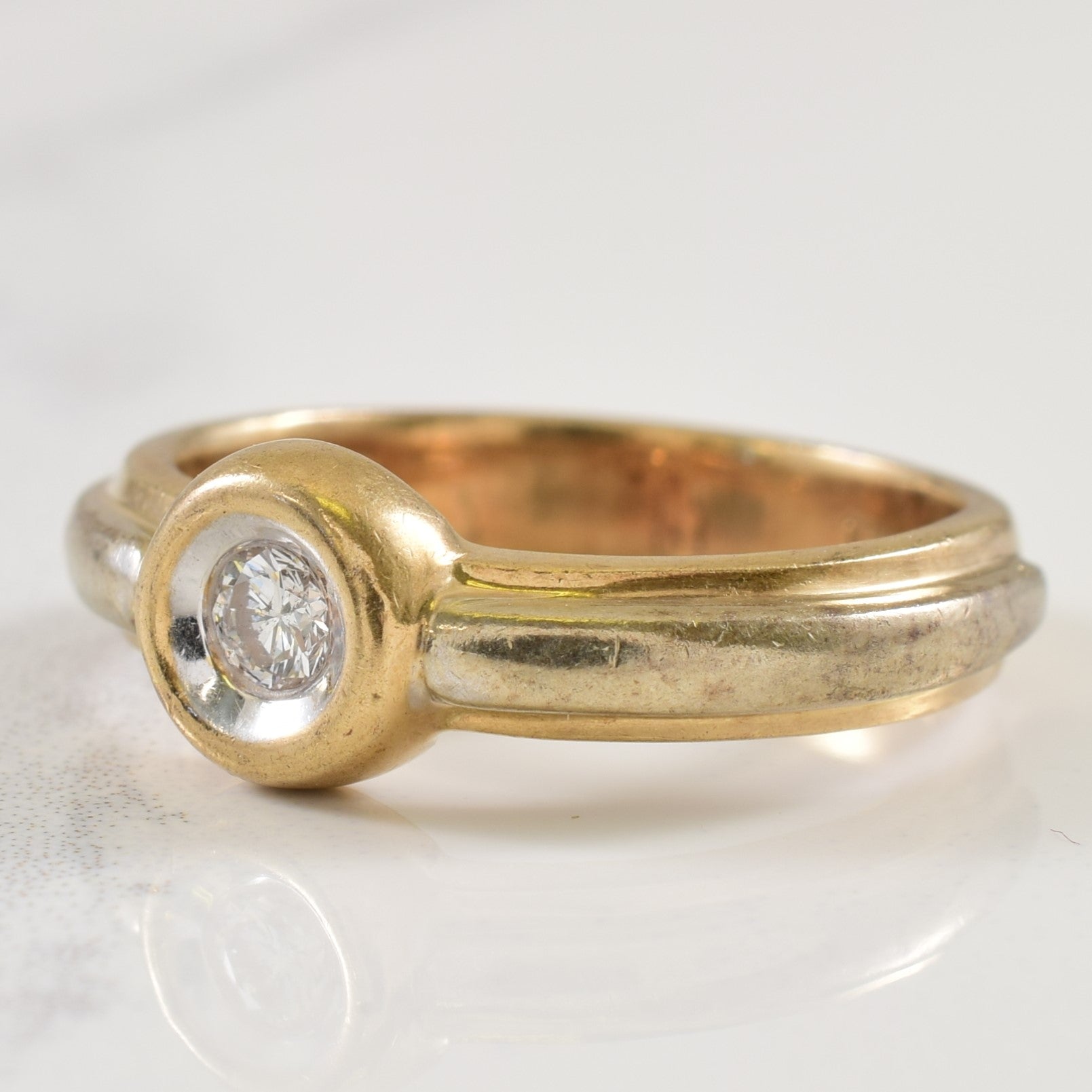 Bague en or bicolore sertie de diamants | 0,10 ct | Taille 5,25 | 