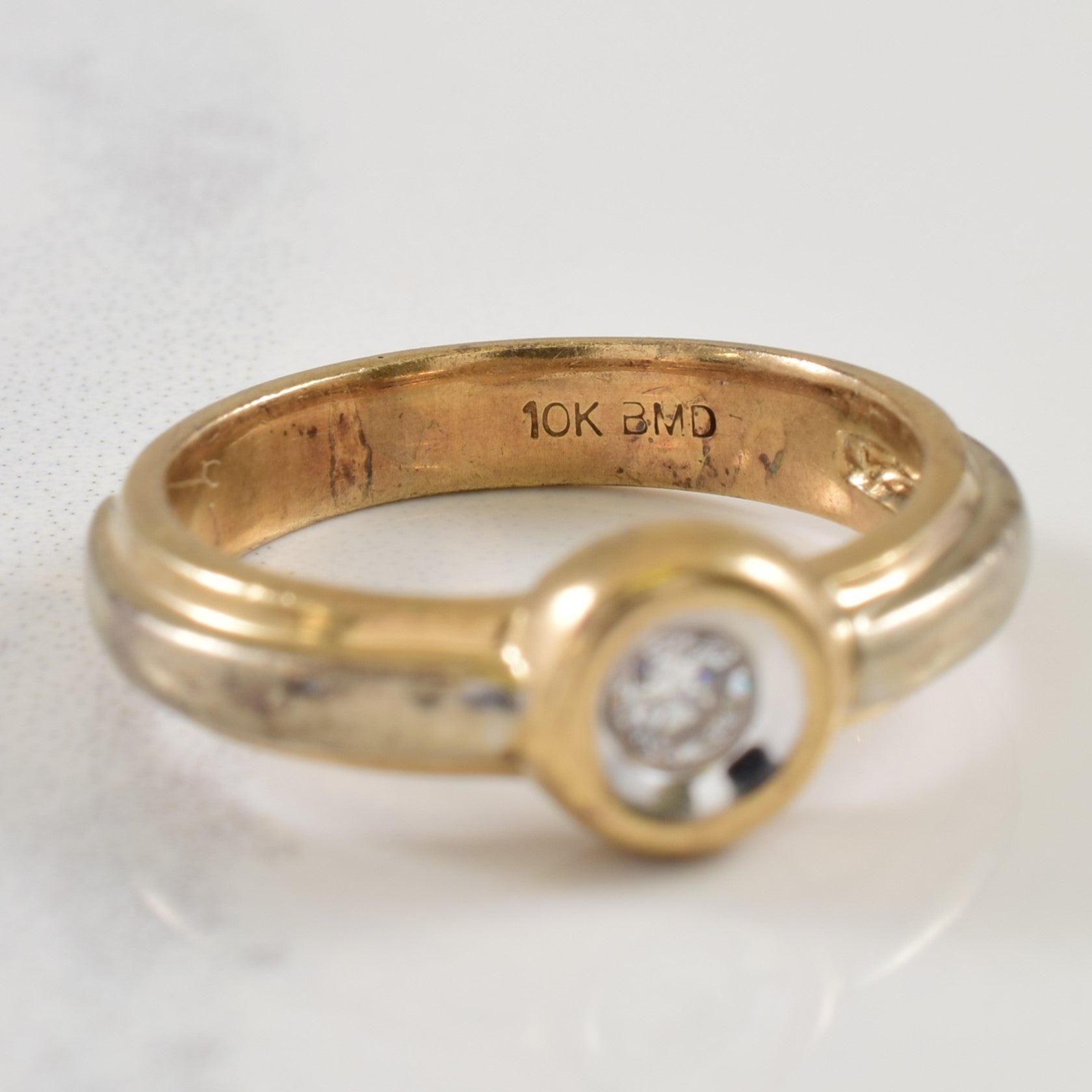 Bague en or bicolore sertie de diamants | 0,10 ct | Taille 5,25 | 