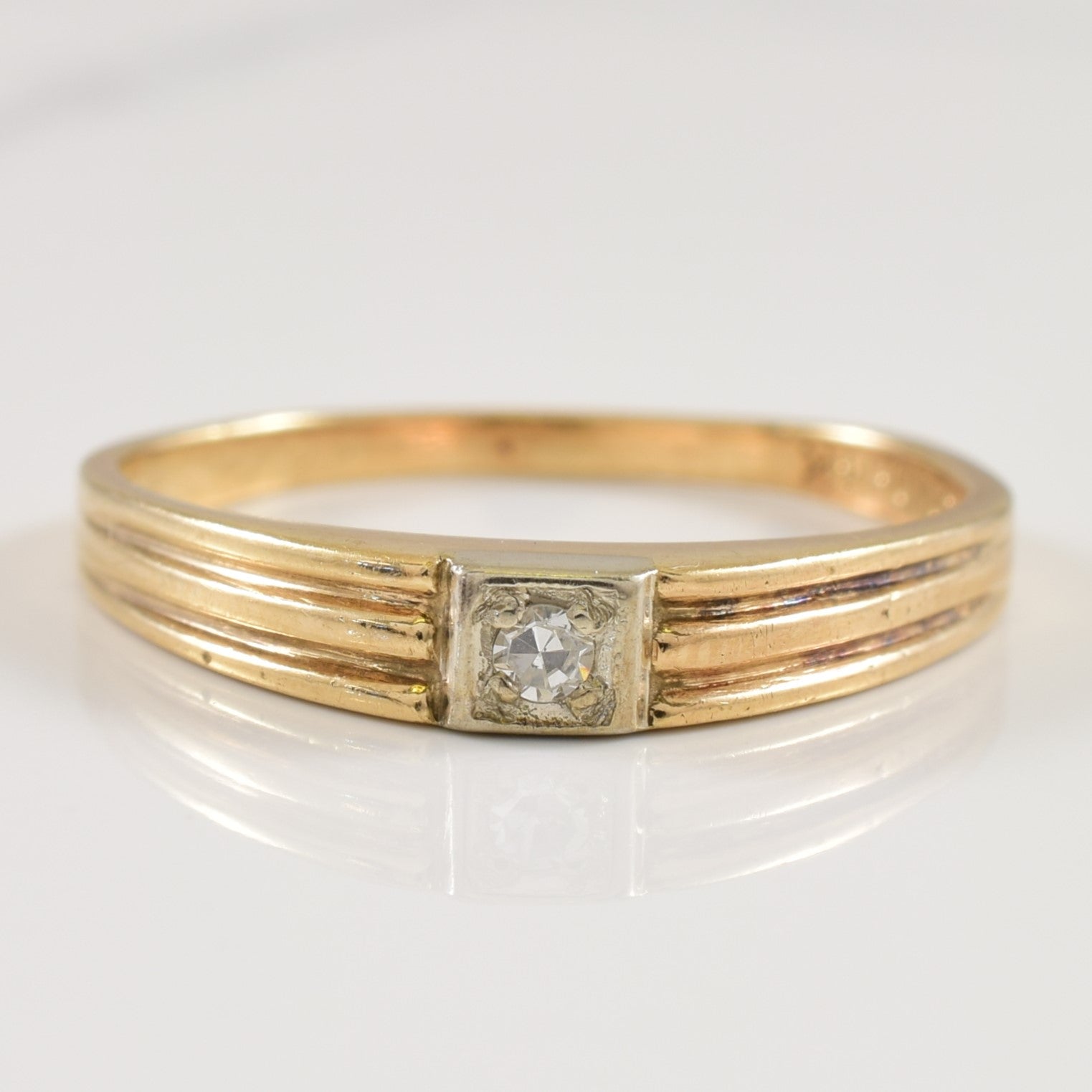 Solitaire Diamond Textured Ring | 0.03ctw | SZ 6.5 |