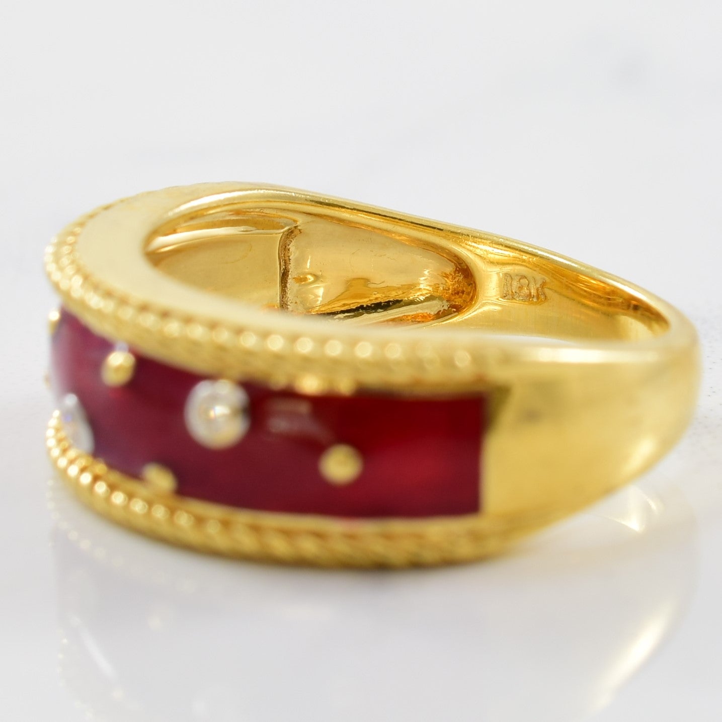 Red Enamel & Diamond Constellation Band | 0.03ctw | SZ 6.25 |