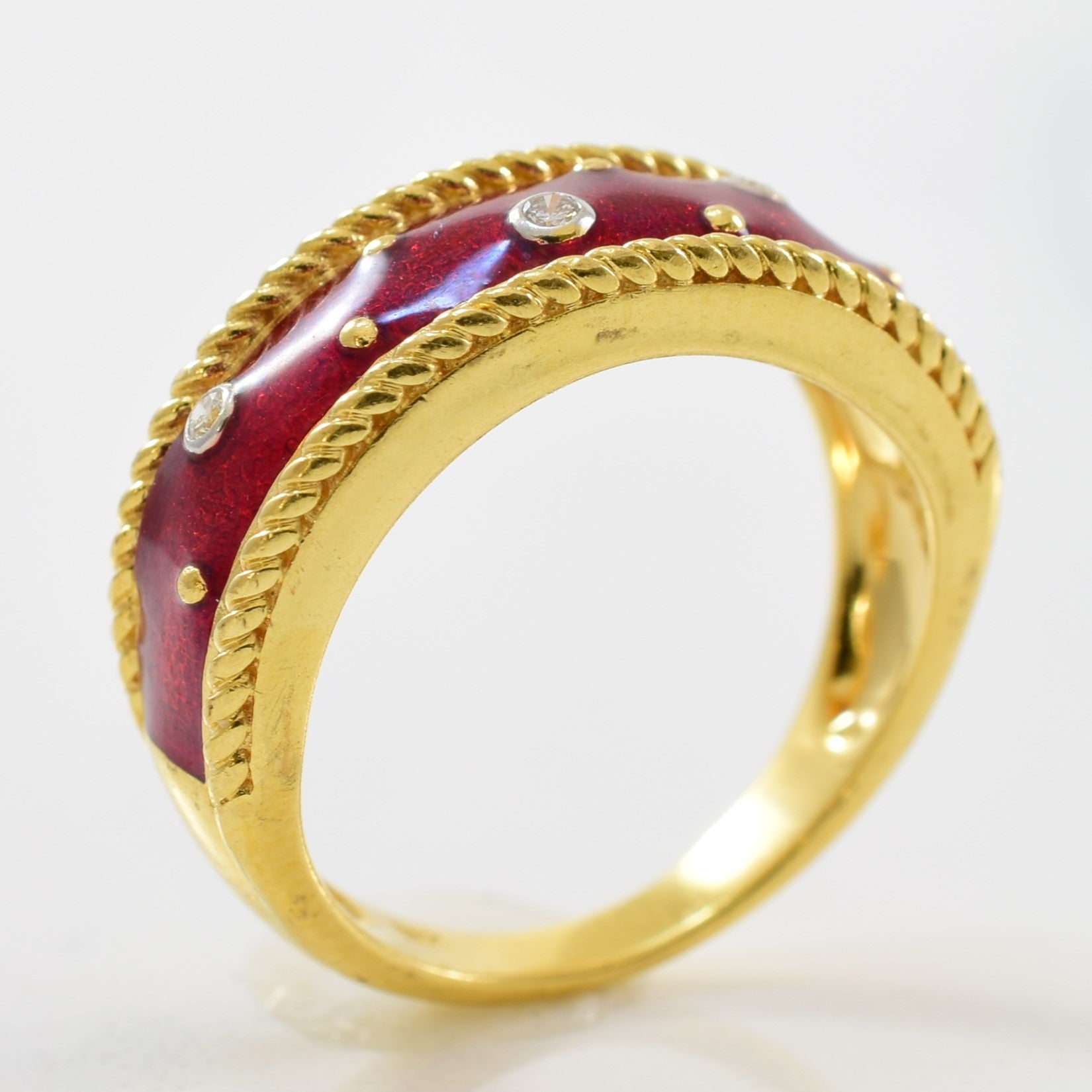 Red Enamel & Diamond Constellation Band | 0.03ctw | SZ 6.25 |