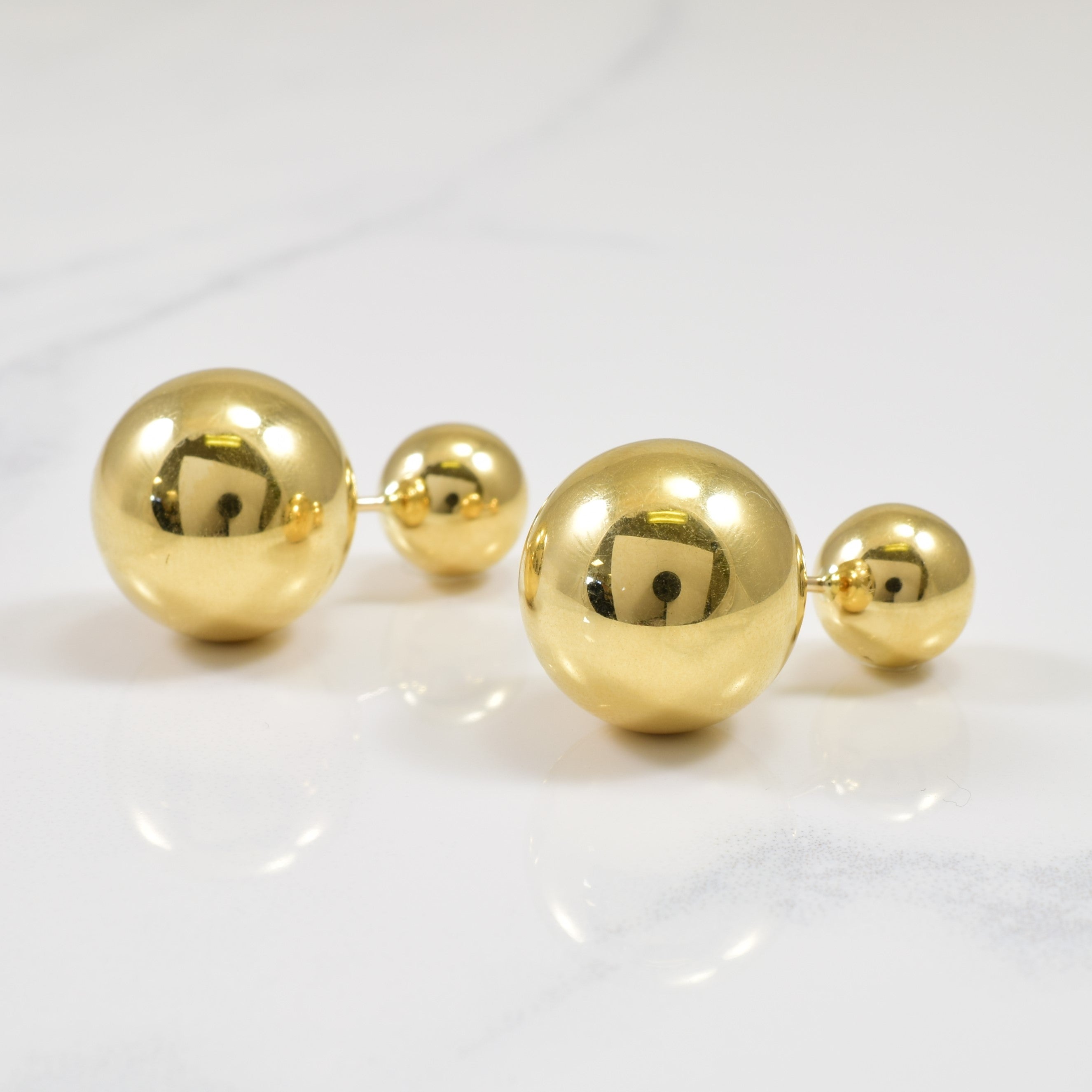 18k Yellow Gold Screw Back Large Ball Stud Earrings