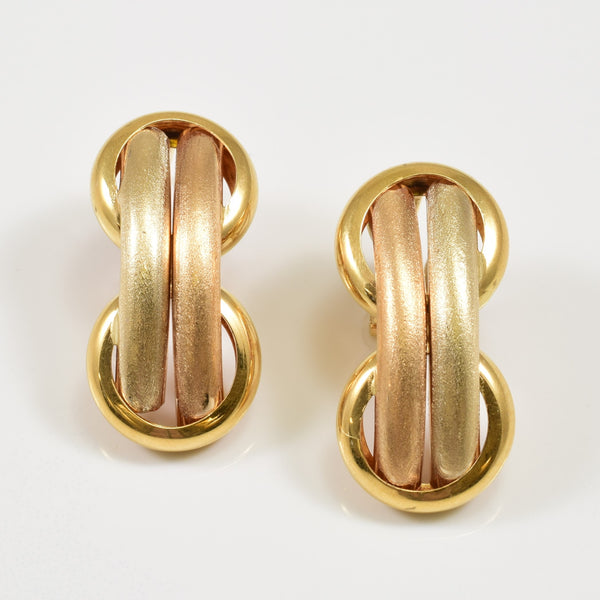 18k Two Tone Gold Statement Earrings