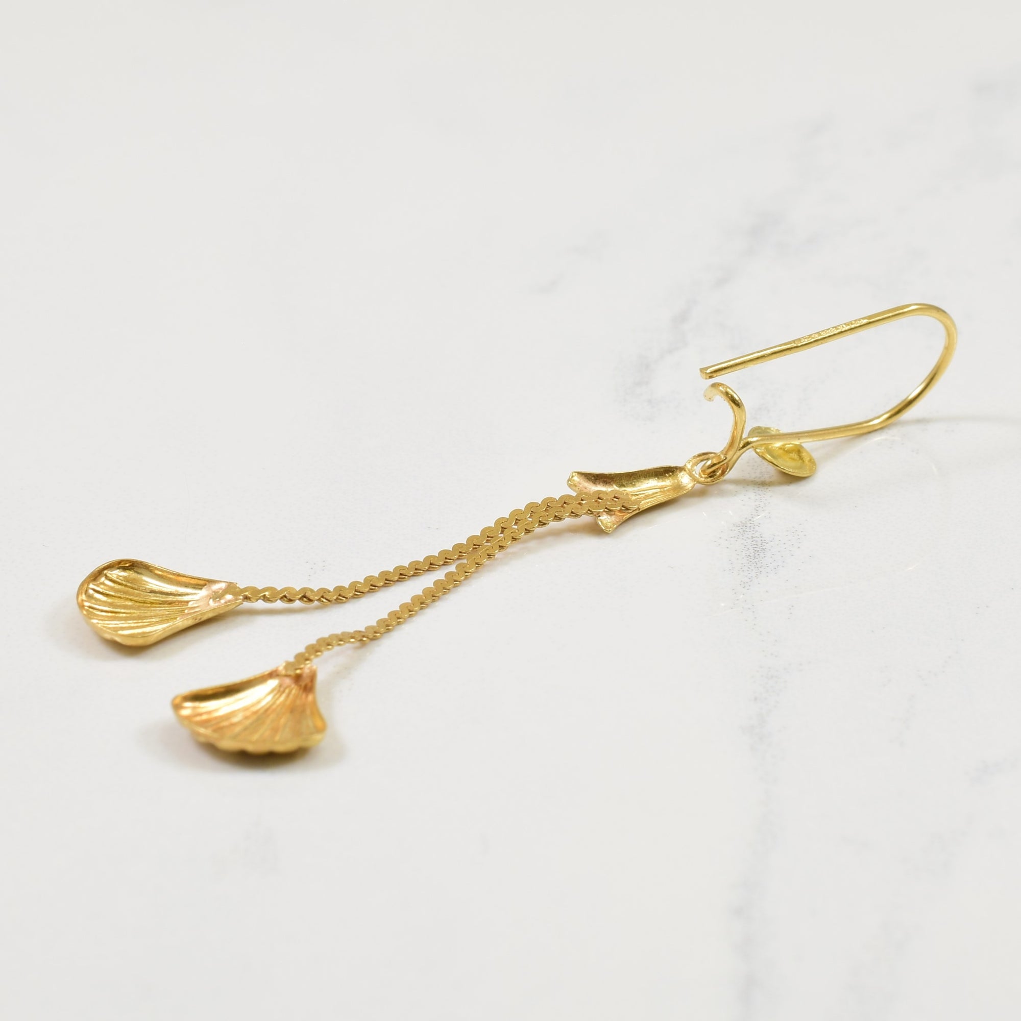 18k Yellow Gold Drop Bell Earrings