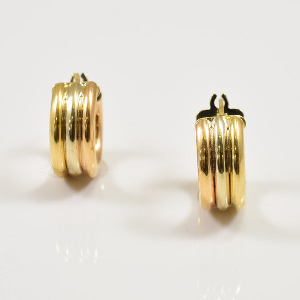 18k Tri Tone Gold Hoop Earrings