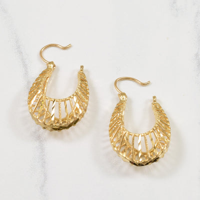 10k Yellow Gold Elongated Cage Hoops