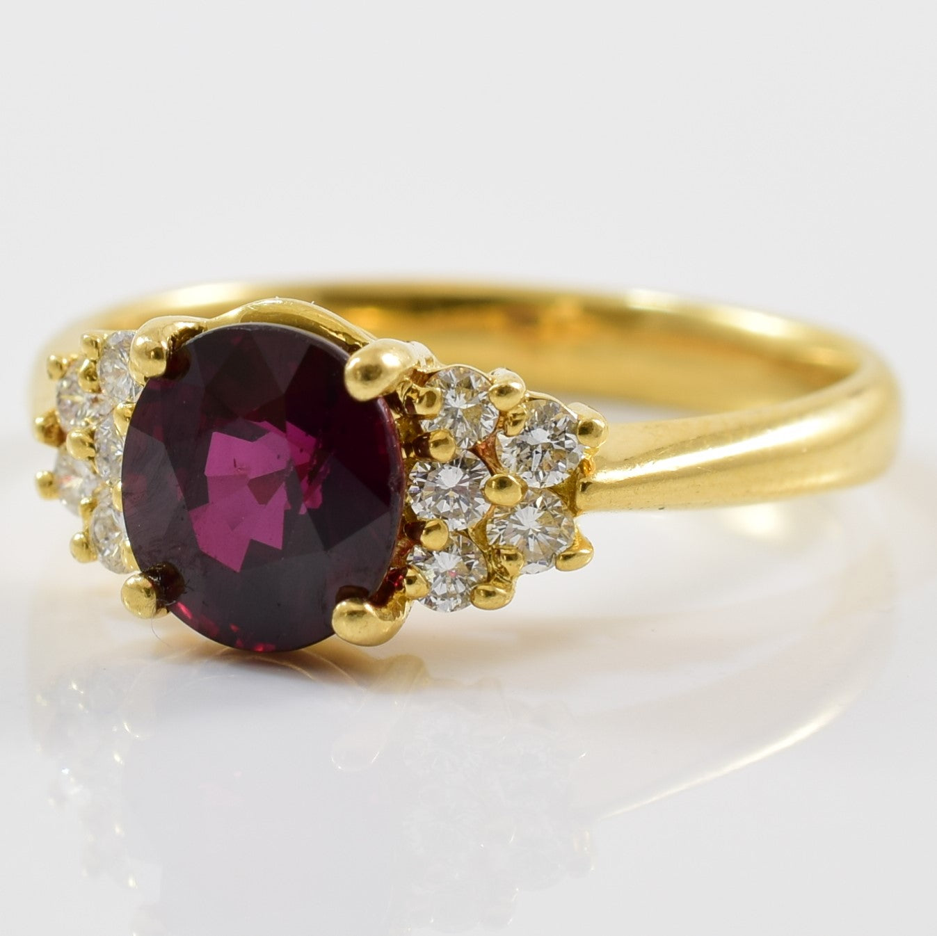 Oval Ruby & Diamond Engagement Ring | 0.25ctw, 1.75ct | SZ 7.5 |