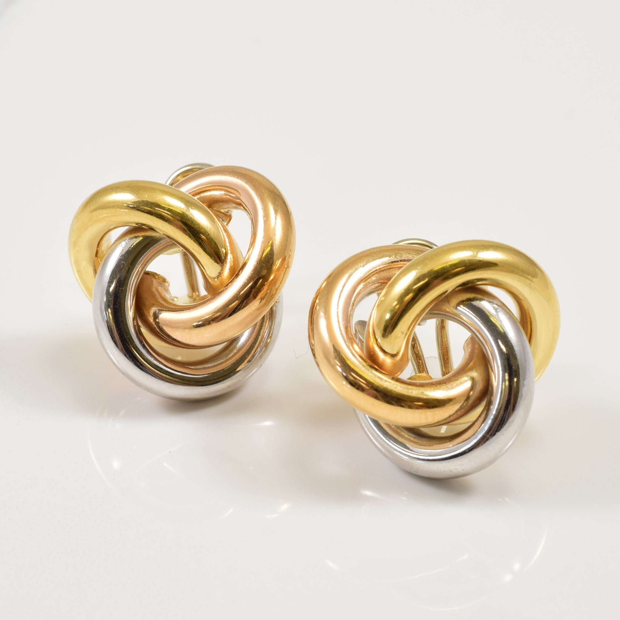 Birks' 18k Tri Toned Gold Interlocking Circle Earrings