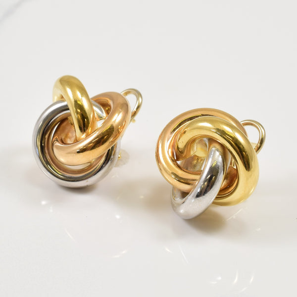 'Birks' 18k Tri Toned Gold Interlocking Circle Earrings