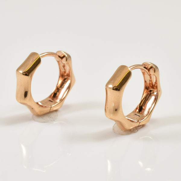 18k Rose Gold Angular Hoop Earrings