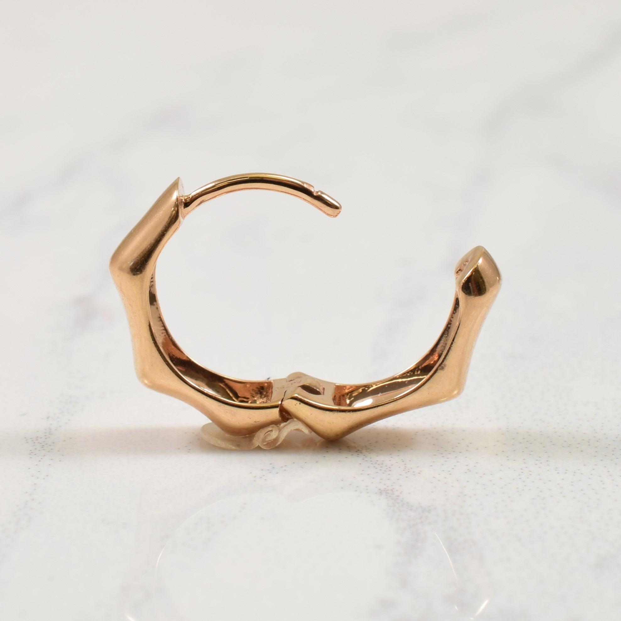 18k Rose Gold Angular Hoop Earrings