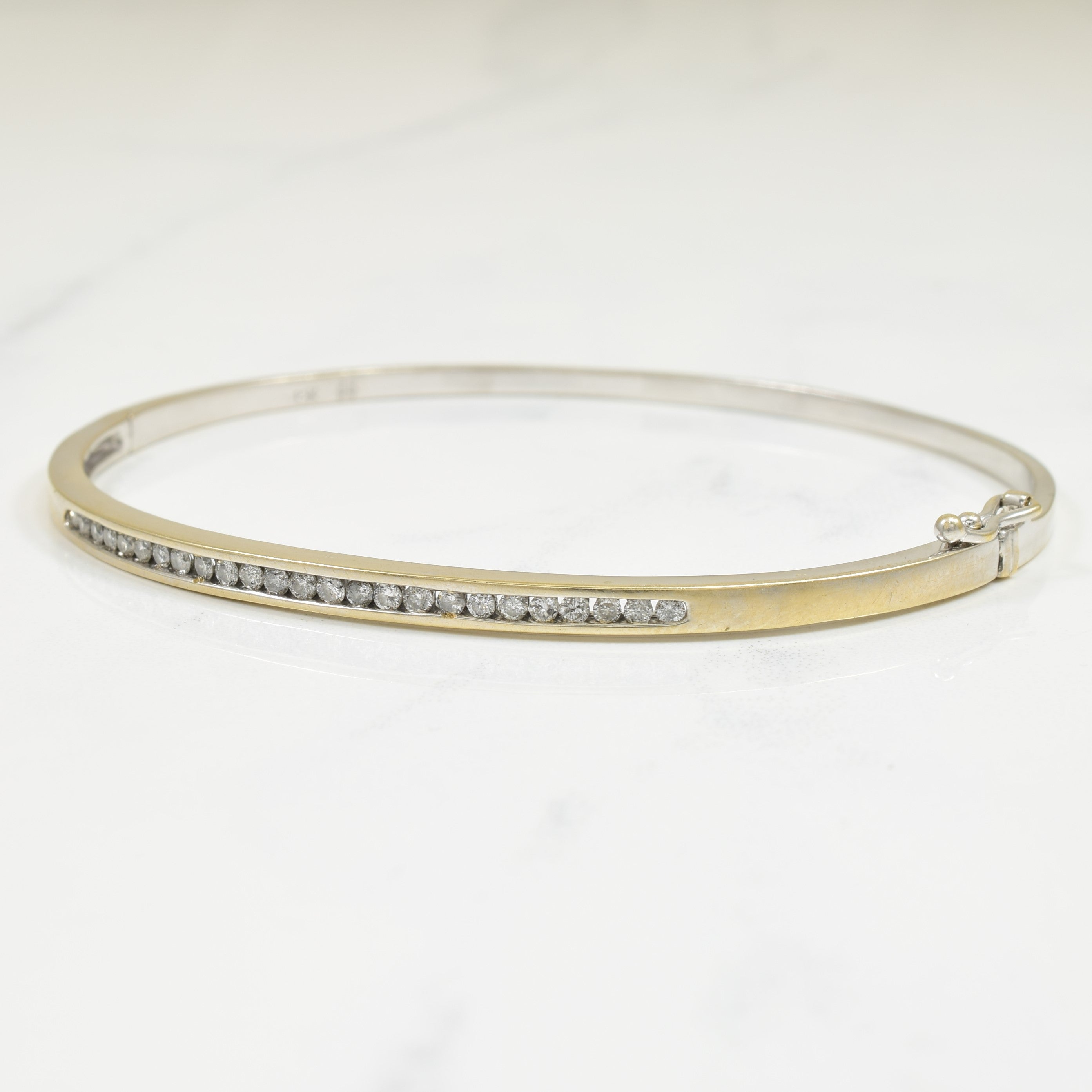 14k White Gold & Diamond Bangle | 0.50ctw | 7.5" |